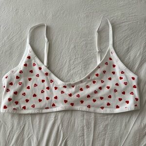 SKIMS Cotton Logo Bralette White Red Marble Ruby Hearts XL